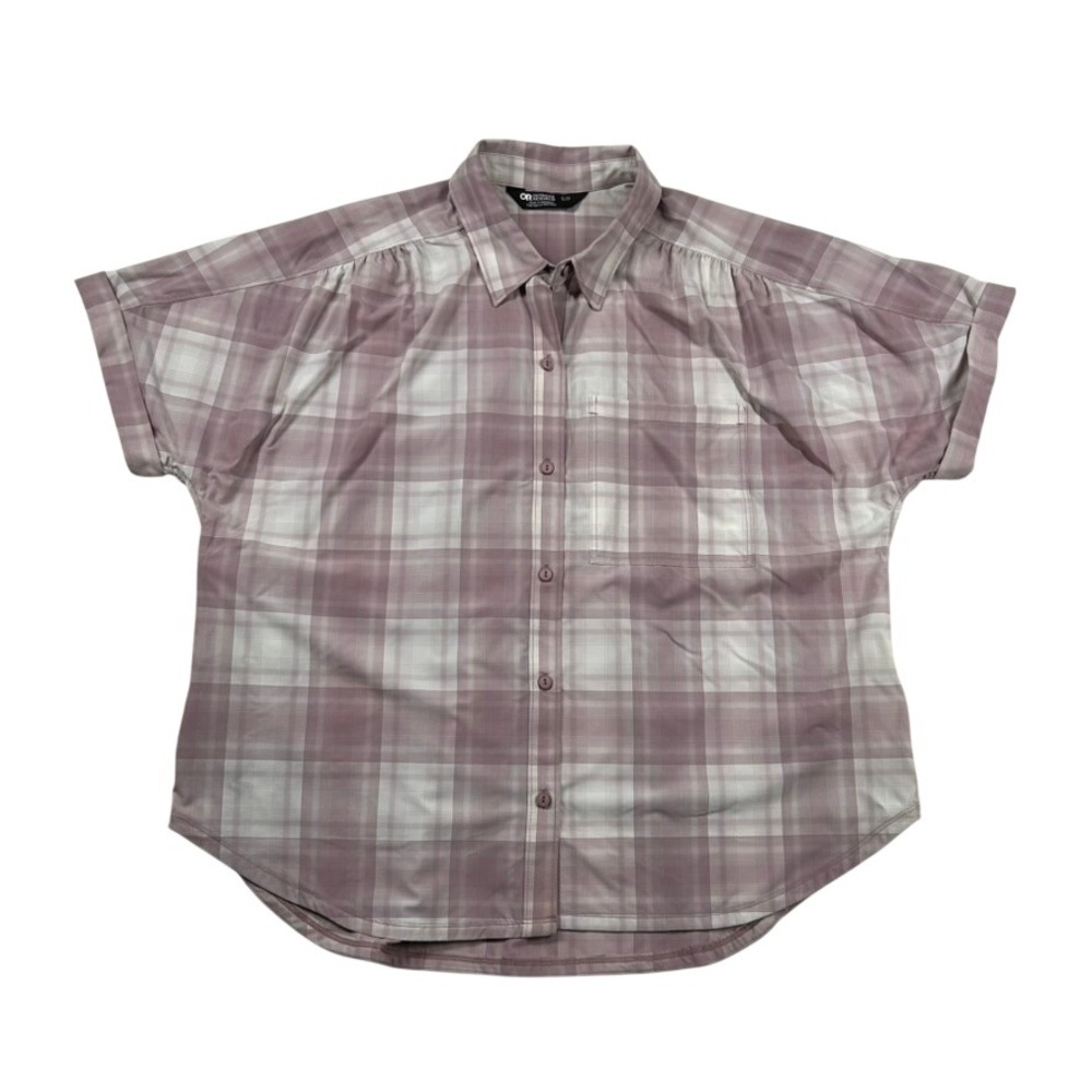 Outdoor Research Shirt Womens Small Astroman Sun Purple Plaid Hiking Performance